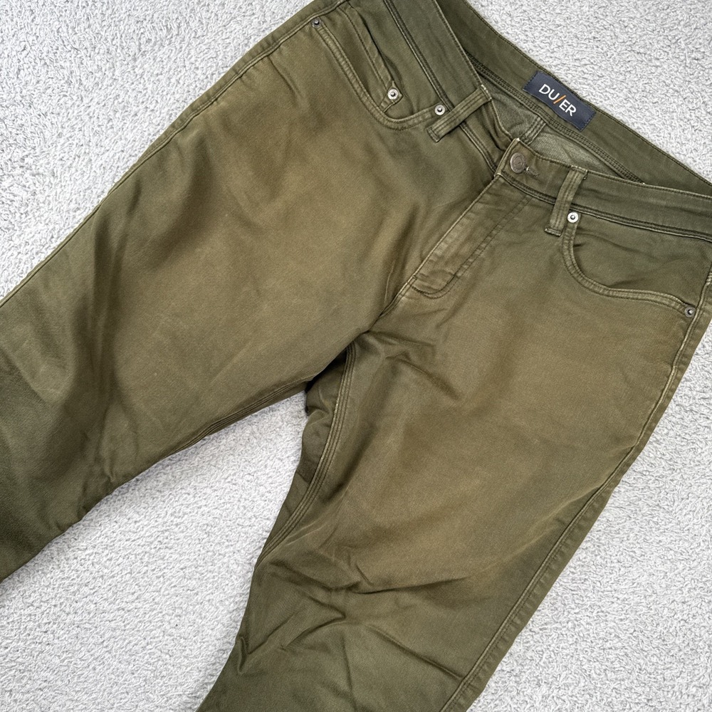 DU/ER Jeans Mens 32x30 (35x30) N2X Relaxed‎ Taper Fit Green Comfort Stretch READ